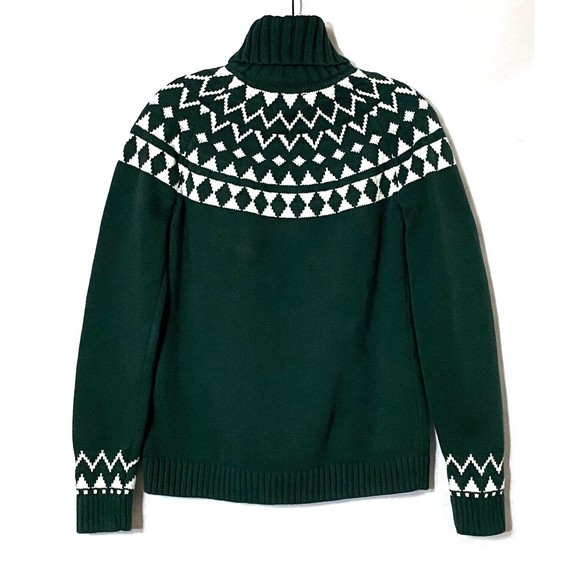 Duluth Trading Sweater Womens XS Forest Green White Fair Isle Cotton Nylon Wool - Picture 2 of 9